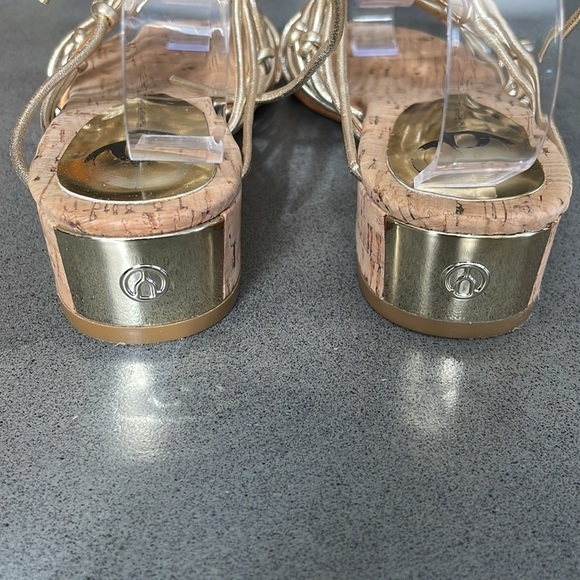 The Wishbone collection gold strappy goddess wrap around sandals - Picture 5 of 9